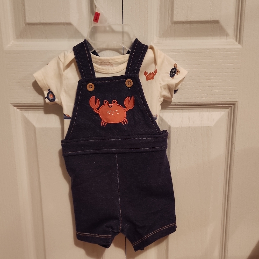 4/25$ 🦀 Pekkle Crab Embroidered Kids Overalls